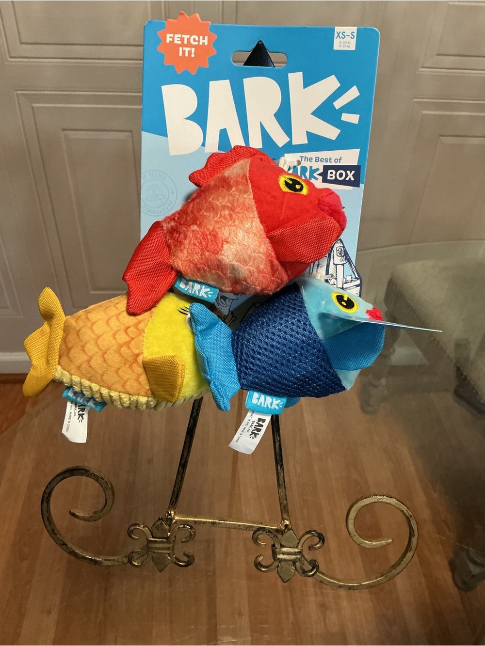 Brand New Set BarkBox The Groupers 3 Piece Squeaky Plush Dog Toys - Picture 1 of 5